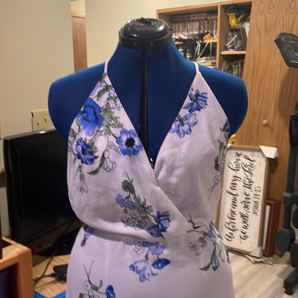 White and blue floral dress